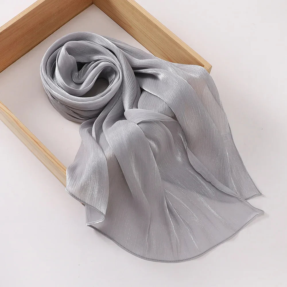 Shimmershawl Silk Hijab Scarf Breathable Cool Island Satin Medine Silk Veil Muslim Hijab Shiny Silk Shawl Women's Scarves Tippet